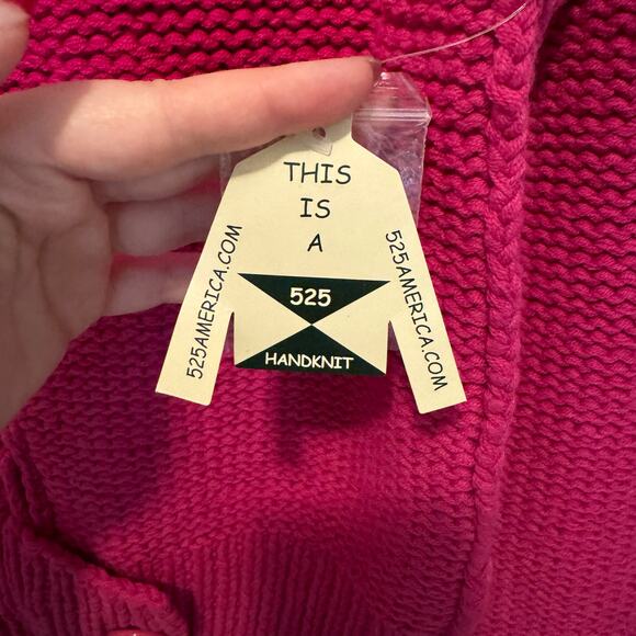 NWT Deadstock Vintage 525 America Hand Knit Chunky Zip Up Sweater Pink M Cottage - Picture 4 of 16